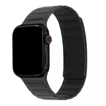 Accezz Magnetisches Echtlederarmband für Apple Watch 38/40/41/42mm, schwarz (SH00092808)
