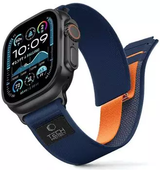 Tech-Protect Nylon Elite Armband für Apple Watch 44/45/46/49mm, navy/orange