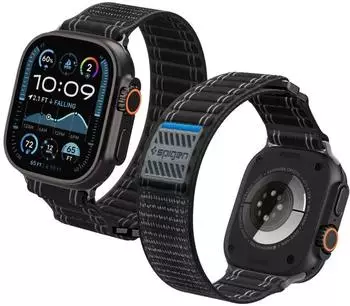 Spigen Fabric Band Hook-and-Loop Apple Watch 49mm/46mm/45mm/44mm, schwarz (AMP10141)