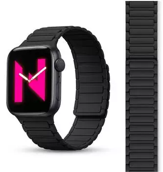 NALIA Nexus Magnet Armband Silikon Loop 42/44/45/46/49mm, nachtschwarz