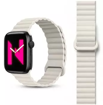 NALIA Core Magnetisches Silikon-Armband 42/44/45/46/49mm, atmungsaktiv, polarstern sandweiß