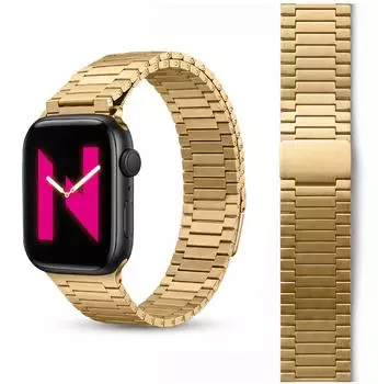 NALIA Chronos Metall Loop-Armband für Apple Watch 42/44/45/46/49mm, Edelstahl, magnetisch, sonnengold