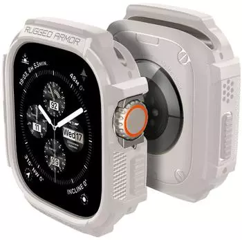 Spigen Rugged Armor H&uuml;lle f&uuml;r Apple Watch Ultra 1/2/3 49mm, d&uuml;nenbeige (ACS07381)