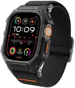 Spigen Lite Fit Pro Hülle mit Armband für Apple Watch Ultra 1/2/3 49mm, mattschwarz (ACS07104)