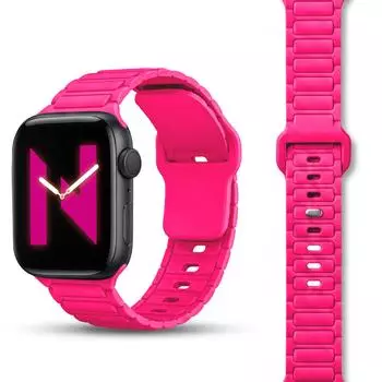NALIA Pulse Silikon Armband für Apple Watch 42/44/45/46/49mm, neon pink (de-8228_12)