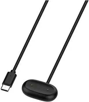 Wigento Ladekabel f&uuml;r Google Fitbit Air USB C magnetisch mit Ladebase 1 Meter Schwarz