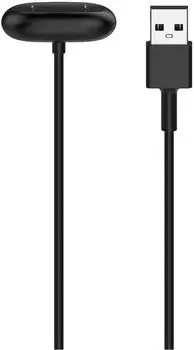Wigento Ladekabel f&uuml;r Google Fitbit Air USB A magnetisch mit Ladebase 1 Meter Schwarz