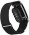 Wigento Nylon Armband für Google Fitbit Air, Metall Schutzgehäuse, Klettverschluss, schwarz (91147-0)