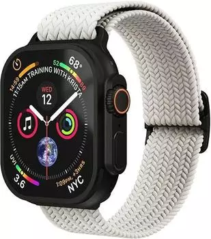 Vonm&auml;hlen Woven Loop Armband f&uuml;r Apple Watch 44/45/46/49mm, Nylon, schwarz/beige