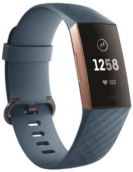 Wigento Fitbit Charge 3 / 4 Kunststoff / Silikon Armband für Männer / Größe L Cyan-Blau Uhr