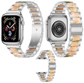 Wigento Apple Watch Series Ultra 49mm 8 7 45 / 6 SE 5 4 44 / 3 2 1 42mm Deluxe Metall / Harz Ersatz Armband Muster 6 Smart Uhr