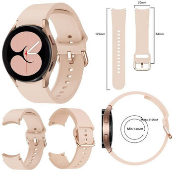 Wigento Samsung Galaxy Watch 4 44mm Uhr Kunststoff / Silikon Armband Ersatz Arm Band Rosa