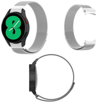 Wigento Samsung Galaxy Watch 5 / 40mm / 44mm Deluxe Gewebter Stoff Ersatz Armband Silber Smart Uhr