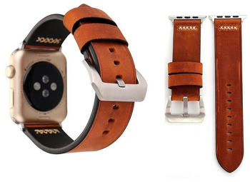 Wigento Smartwatch-Armband Echt-Leder Armband für Apple Watch Serie 1 / 2 / 3 42 mm Coffee