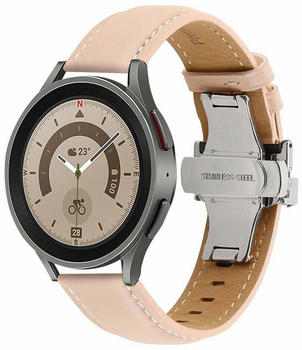 Wigento Samsung Watch 5 / 5 Pro 40 / 44 / 45 mm Uhr Echt Leder Armband V "B" Ersatz Arm Band Rosa