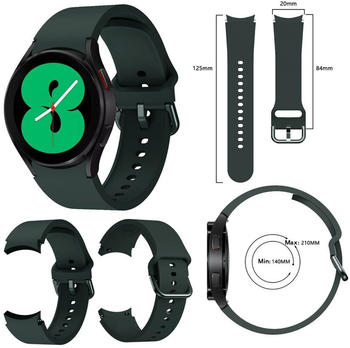 Wigento Samsung Galaxy Watch 4 40mm Uhr Kunststoff / Silikon Armband Ersatz Arm Band Dunkel Grün
