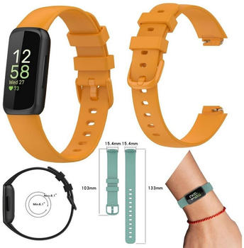 Wigento Fitbit Inspire 3 Watch Uhr Kunststoff / Silikon Armband Ersatz Arm Band Ersatz Gelb Größe L / Männer