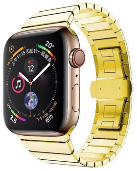 Wigento Apple Watch Series 8 7 41 / 6 SE 5 4 40 / 3 2 1 38mm Style Stahl Gold Ersatz Armband Smart Uhr