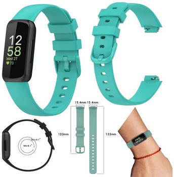 Wigento Fitbit Inspire 3 Watch Uhr Kunststoff / Silikon Armband Ersatz Arm Band Ersatz Teal-Grün Größe L / Männer