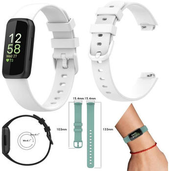Wigento Fitbit Inspire 3 Watch Uhr Kunststoff / Silikon Armband Ersatz Arm Band Ersatz Weiß Größe L / Männer