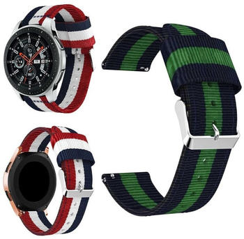 Wigento Samsung Galaxy Watch 4 40mm / 42mm / Classic 42mm / 46mm Uhr Nylon Armband Ersatz Arm Band Blau / Grün