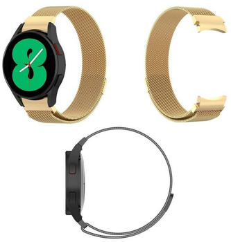 Wigento Samsung Galaxy Watch 5 Pro 45mm Deluxe Gewebter Stoff Ersatz Armband Gold Smart Uhr