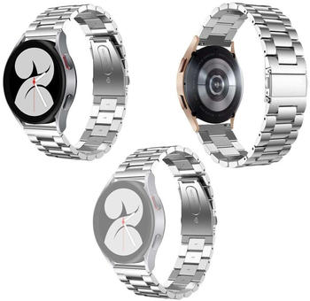 Wigento Samsung Galaxy Watch 4 Classic 42mm / 46mm Stahl Ersatz Armband Silber Smart Uhr