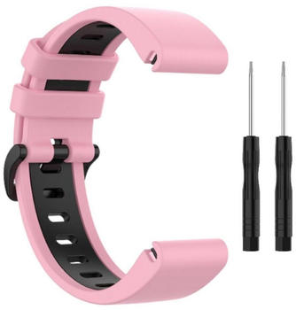 Wigento Garmin Fenix 6 / 6 Pro Kunststoff / Silikon Armband-Schutz Watch Uhr Pink / Schwarz Ersatz Arm Band