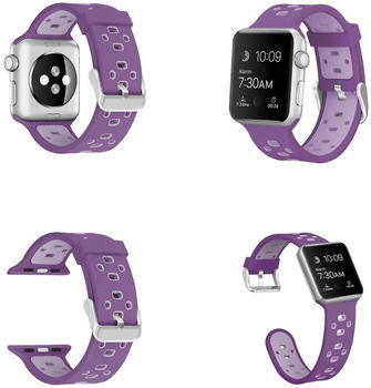 Wigento Apple Watch Series Ultra 49mm 8 7 45 / 6 SE 5 4 44 / 3 2 1 42mm Hochwertiges Kunststoff / Silikon Uhr Watch Smart Sport Armband Lila