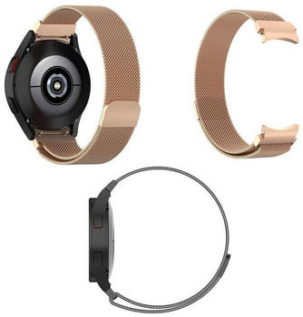 Wigento für Samsung Galaxy Watch 5 / 40mm / 44mm Deluxe Gewebter Stoff Ersatz Armband Rose Gold Smart Uhr