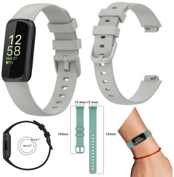 Wigento Fitbit Inspire 3 Watch Uhr Kunststoff / Silikon Armband Ersatz Arm Band Ersatz Grau Größe L / Männer