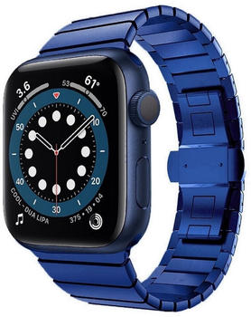 Wigento Apple Watch Series 8 7 41 / 6 SE 5 4 40 / 3 2 1 38mm Style Stahl Blau Ersatz Armband Smart Uhr