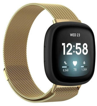 Wigento Fitbit Versa 4 + 3 / Sense 1+ 2 Magnet Metall Watch Uhr Ersatz Armband Gold