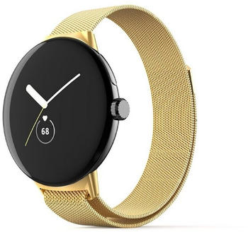 Wigento Google Pixel Watch Deluxe Gewebter Stoff Ersatz Sport Armband Gold Smart Uhr