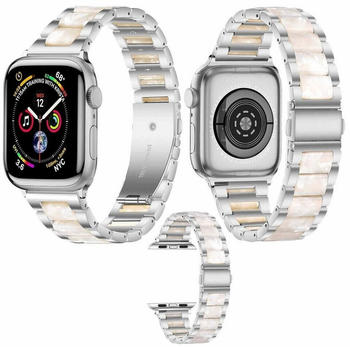 Wigento Apple Watch Series 7 41 / 6 SE 5 4 40 / 3 2 1 38mm Deluxe Metall / Harz Ersatz Armband Muster 10 Smart Uhr