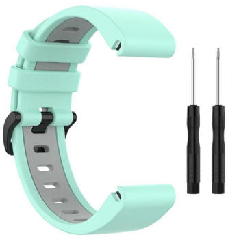 Wigento Garmin Fenix 6X / 6X Pro Kunststoff / Silikon Armband-Schutz Watch Uhr Grün / Grau Ersatz Arm Band