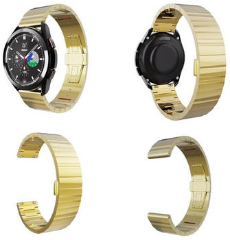 Wigento Samsung Galaxy Watch 4 Classic 42mm / 46mm Deluxe Stahl Ersatz Armband Gold Smart Uhr
