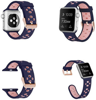 Wigento Apple Watch Series 8 7 41 / 6 SE 5 4 40 / 3 2 1 38mm Hochwertiges Kunststoff / Silikon Uhr Watch Smart Sport Armband Pink / Lila