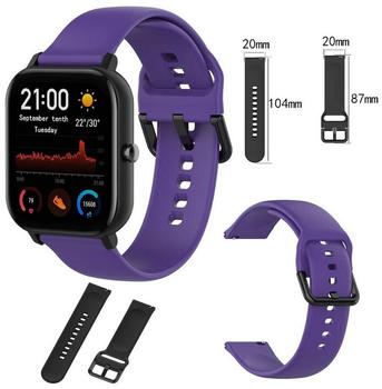 Wigento Amazfit GTS4 Mini Uhr Kunststoff / Silikon Armband Größe L Männer Ersatz Arm Band Lila
