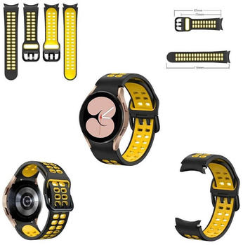 Wigento Samsung Galaxy Watch 5 Pro 45mm Uhr Kunststoff / Silikon Armband Ersatz Arm Band Schwarz / Gelb