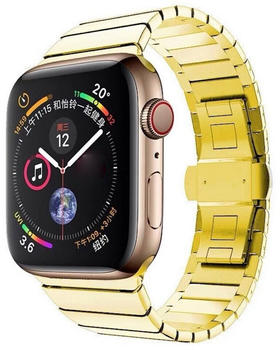 Wigento Apple Watch Series Ultra 49mm 8 7 45 / 6 SE 5 4 44 / 3 2 1 42mm Style Stahl Gold Ersatz Armband Smart Uhr