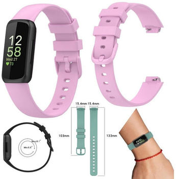 Wigento Fitbit Inspire 3 Watch Uhr Kunststoff / Silikon Armband Ersatz Arm Band Ersatz Lila Größe S / Frauen