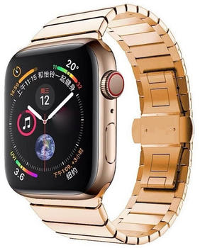Wigento Apple Watch Series Ultra 49mm 8 7 45 / 6 SE 5 4 44 / 3 2 1 42mm Style Stahl Rose Gold Ersatz Armband Smart Uhr