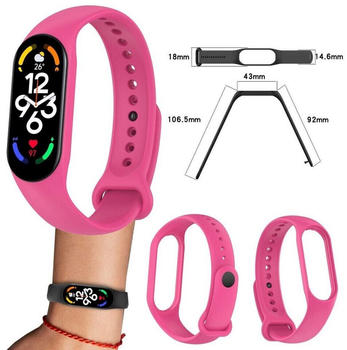 Wigento Xiaomi Mi Band 7 / 7NFC / 6 / 6 NFC / 5 / 5 NFC / Amazfit Band 5 Kunststoff / Silikon Armband Watch Uhr Pink Ersatz Arm Band