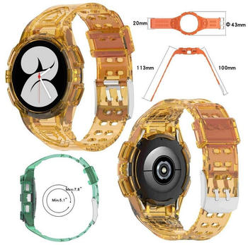 Wigento Samsung Galaxy Watch 4 40mm Kunststoff / Silikon Armband mit Gehäuse-Schutz Watch Uhr Gelb Ersatz Arm Band