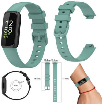 Wigento Fitbit Inspire 3 Watch Uhr Kunststoff / Silikon Armband Ersatz Arm Band Ersatz Größe S / Frauen Grün / Grau