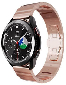 Wigento Samsung Galaxy Watch 5 / 40mm / 44mm Deluxe Stahl Ersatz Armband Rose Gold / Style 2 Smart Uhr