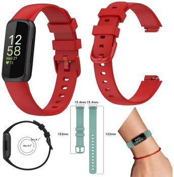 Wigento Fitbit Inspire 3 Watch Uhr Kunststoff / Silikon Armband Ersatz Arm Band Ersatz Rot Größe S / Frauen