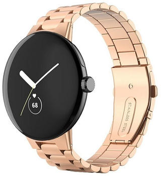 Wigento Google Pixel Watch Stahl Metall Design Ersatz Armband Rose Gold Smart Uhr Neu