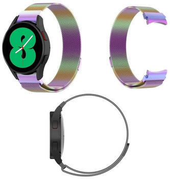 Wigento für Samsung Galaxy Watch 5 / 40mm / 44mm Deluxe Gewebter Stoff Ersatz Armband Regenbogen Smart Uhr